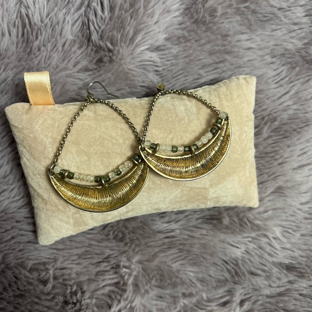 VINTAGE brass earrings with beads