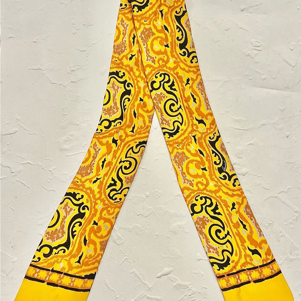 GUCCI 100% silk bow neck scarf yellow/orange