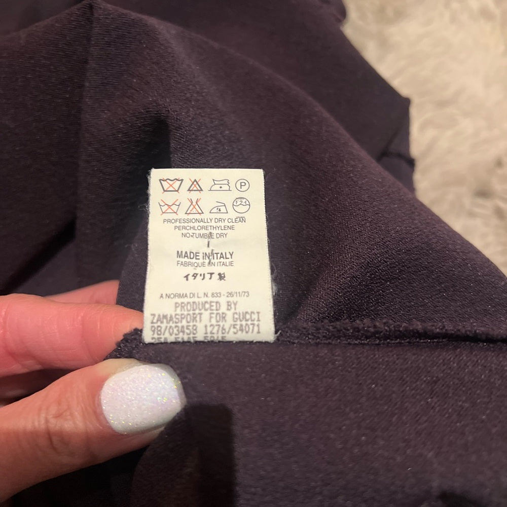 GUCCI boat neck fitted midi dress eggplant