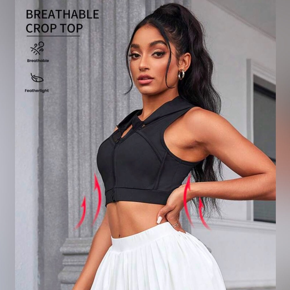CROP TOP hooded with built in bra