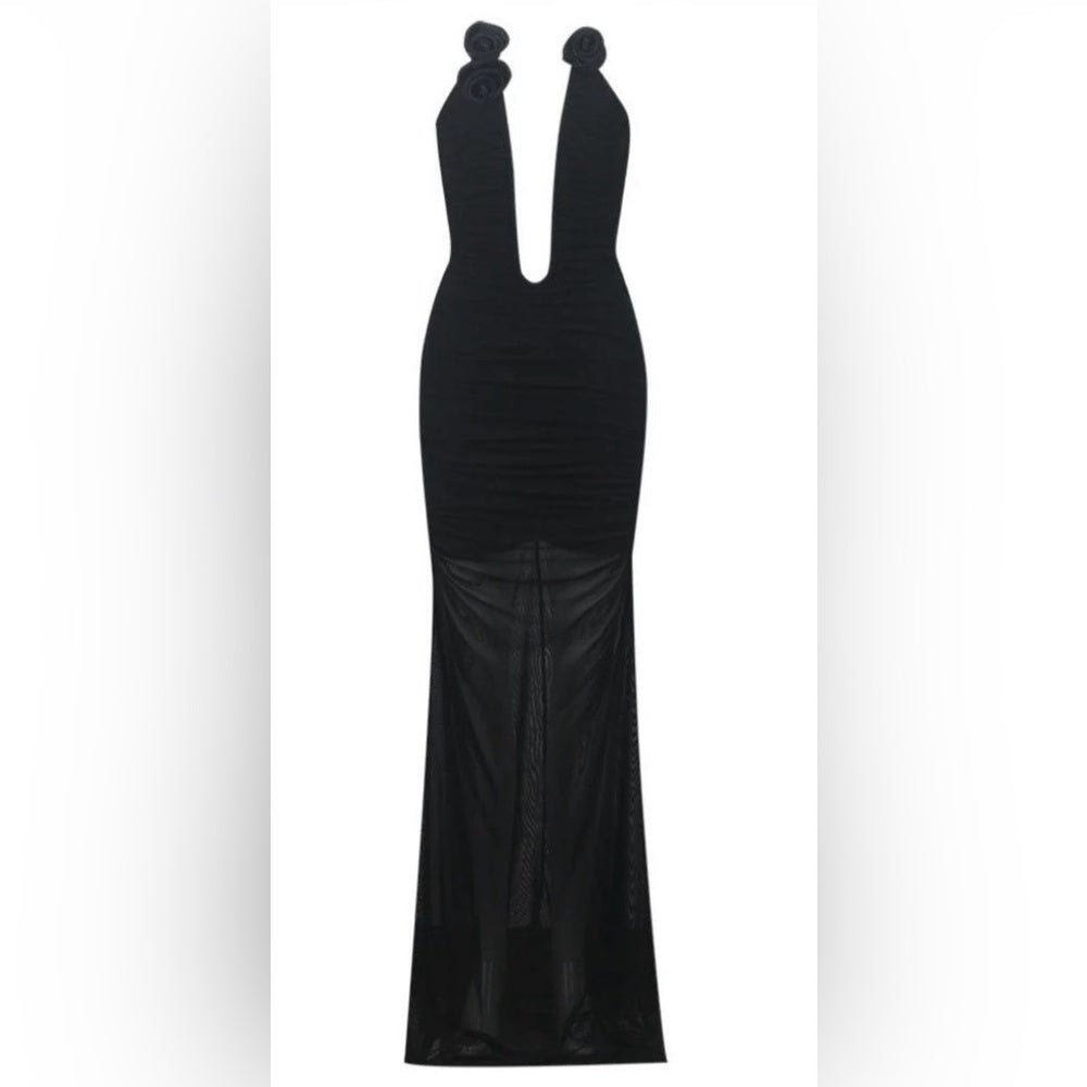 MEW MEWS Ahinoam Strapless Flower Bandage Maxi dress
