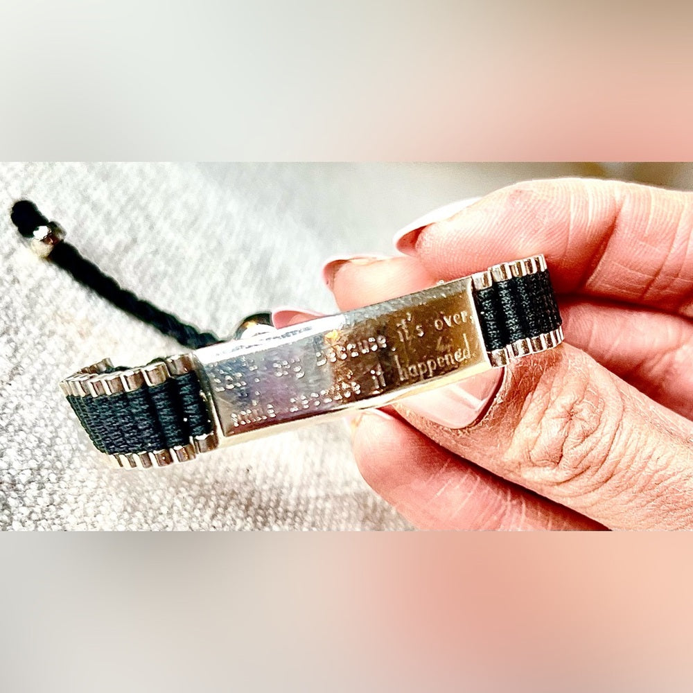 LINKS OF LONDON black/silver friendship bracelet (engraved plate)