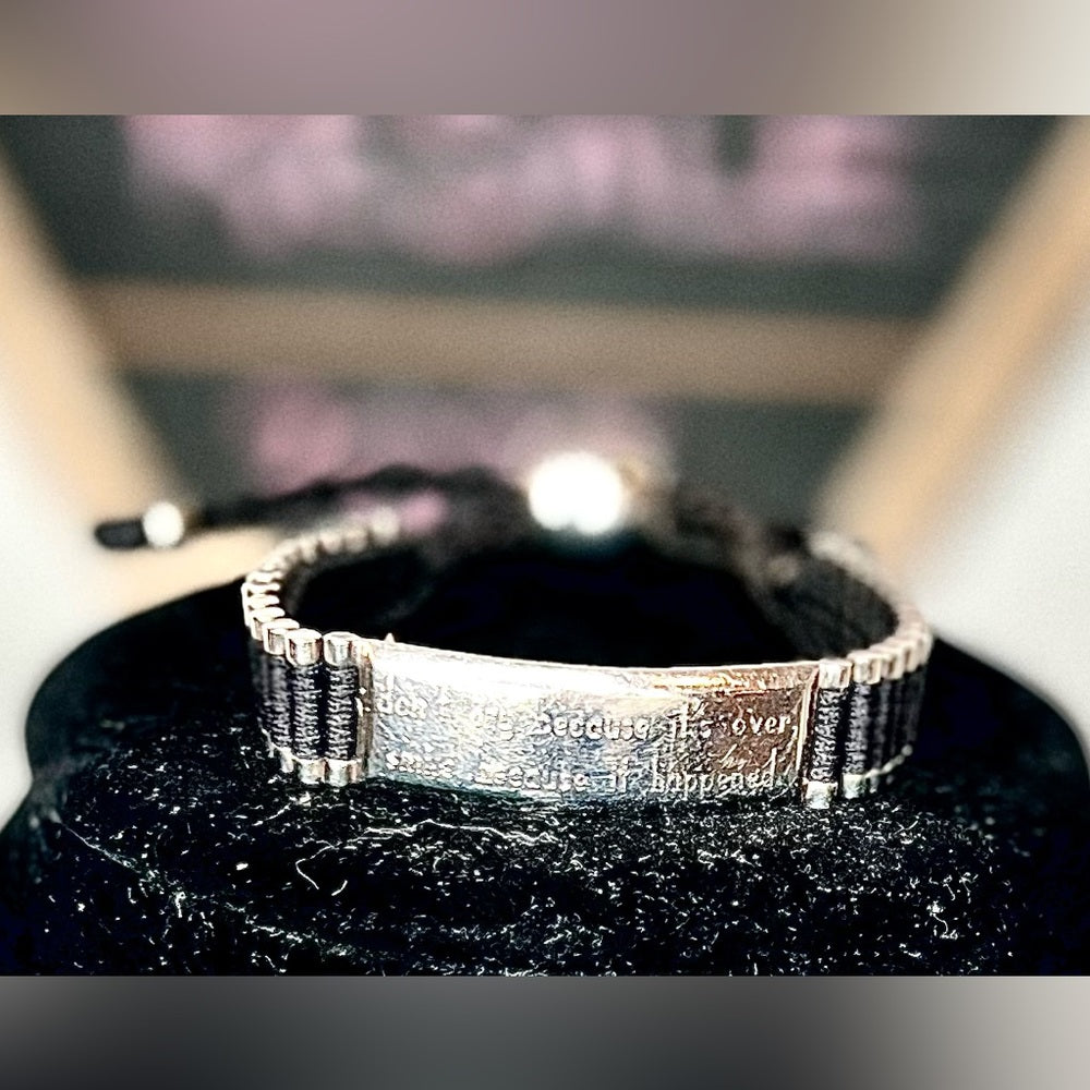 LINKS OF LONDON black/silver friendship bracelet (engraved plate)