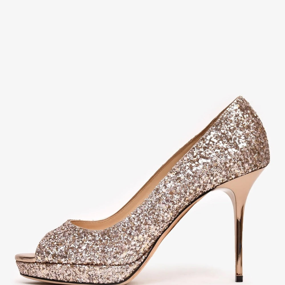 JIMMY CHOO New never worn sparkly rose gold high heels