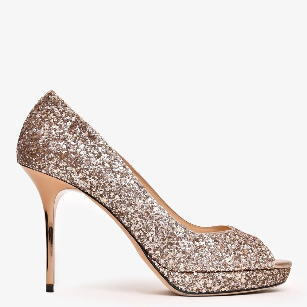 JIMMY CHOO New never worn sparkly rose gold high heels