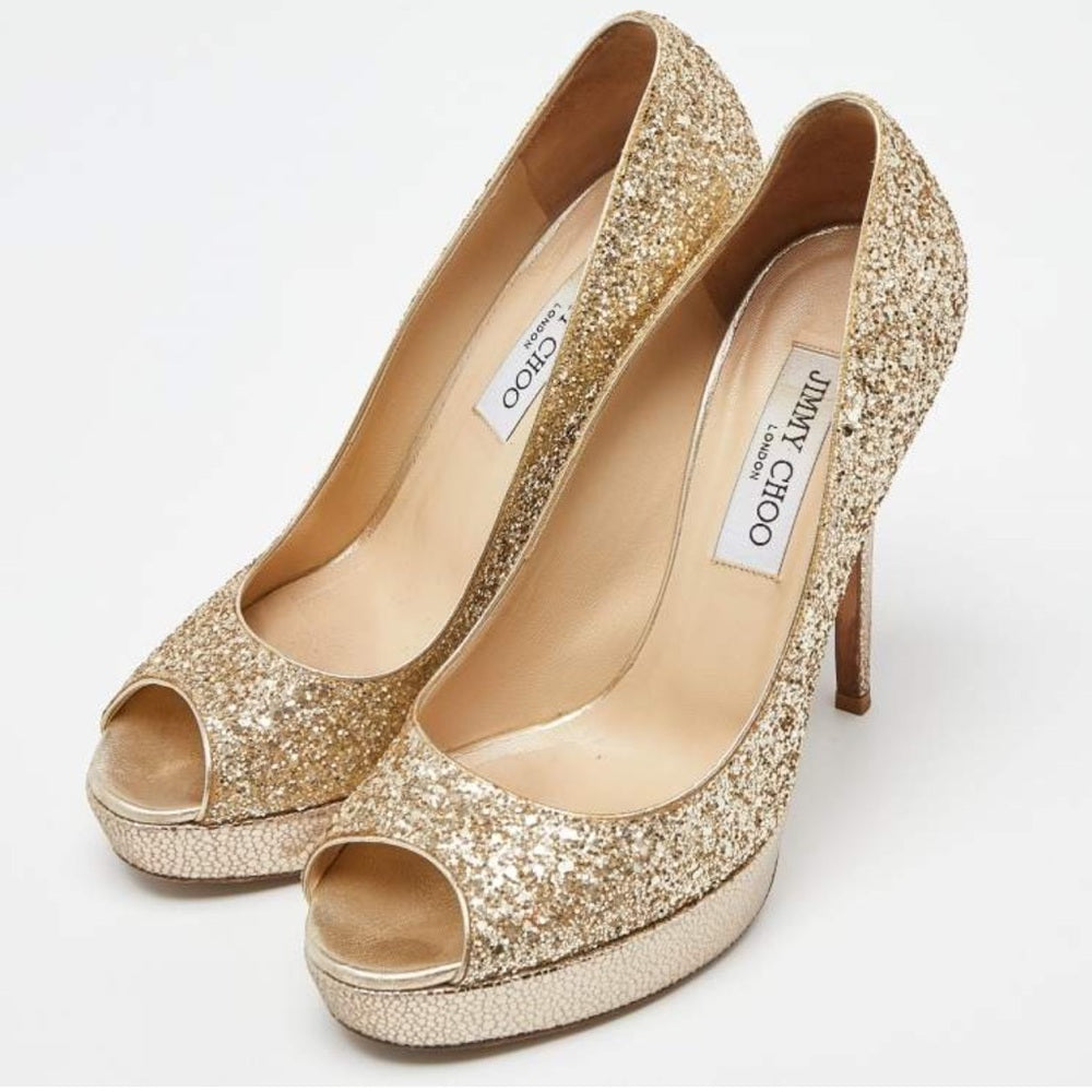 JIMMY CHOO New never worn sparkly rose gold high heels