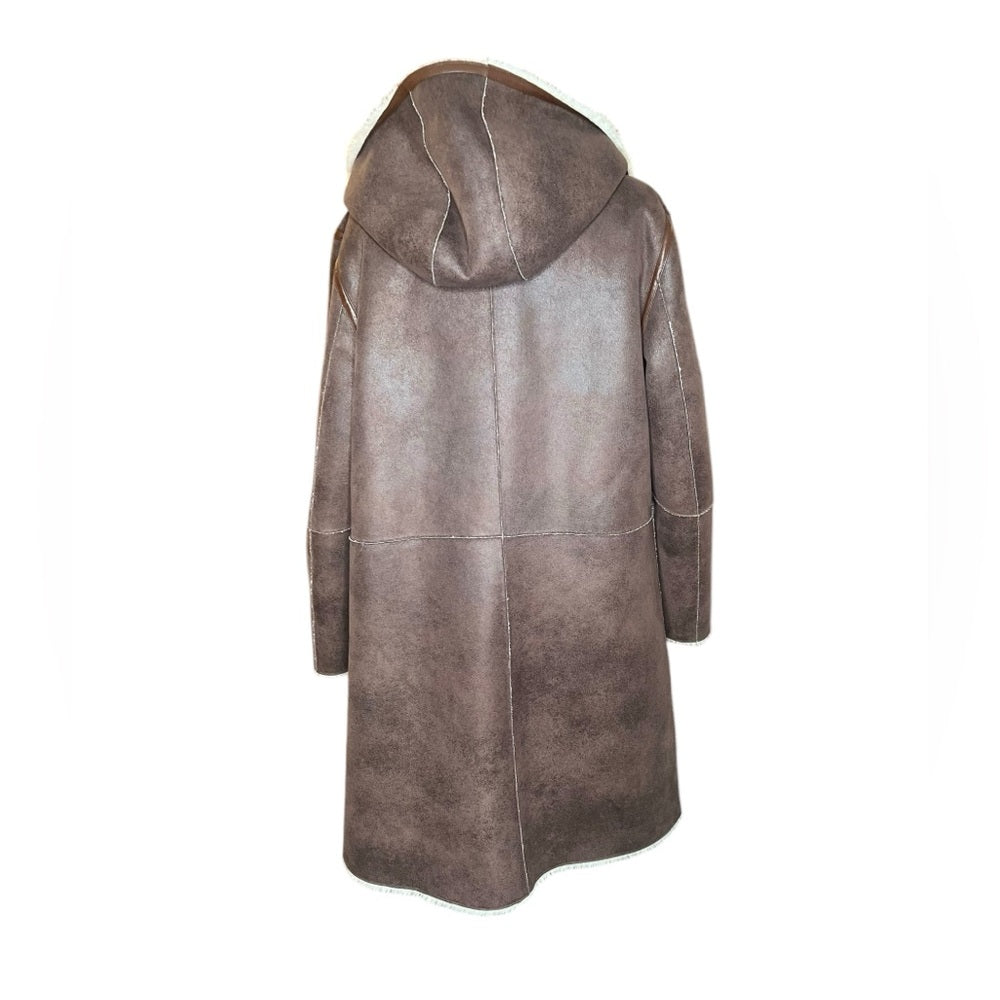 DKNY Hooded Faux Shearling coat