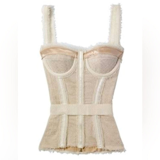 DOLCE&GABBANA *REDUCED*Cream mesh distressed bustier/corset