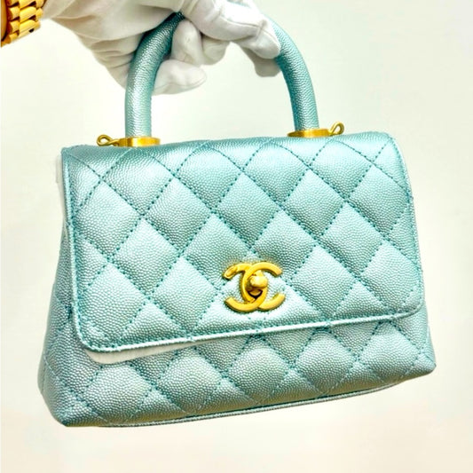 CHANEL mini Coco light blue