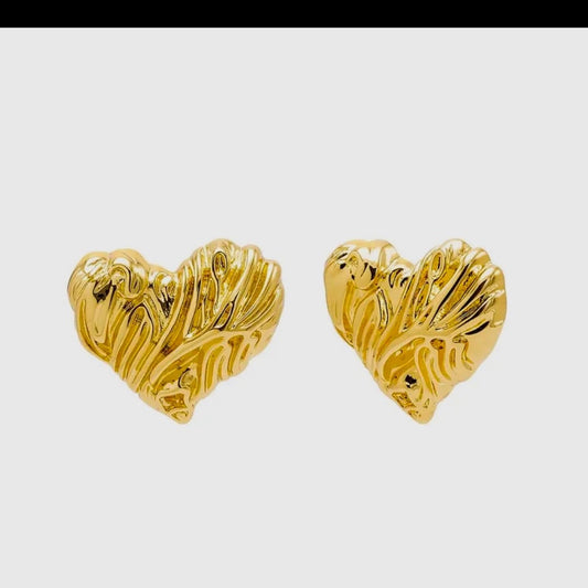 ADINA EDEN heart stud gold plated earrings