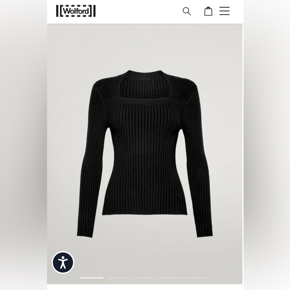 WOLFORD V-neck merino wool ribbed sweater