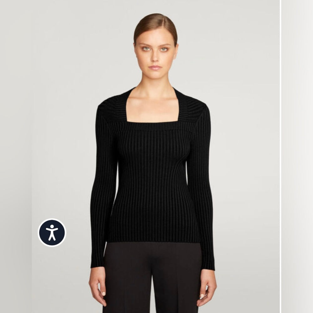 WOLFORD V-neck merino wool ribbed sweater