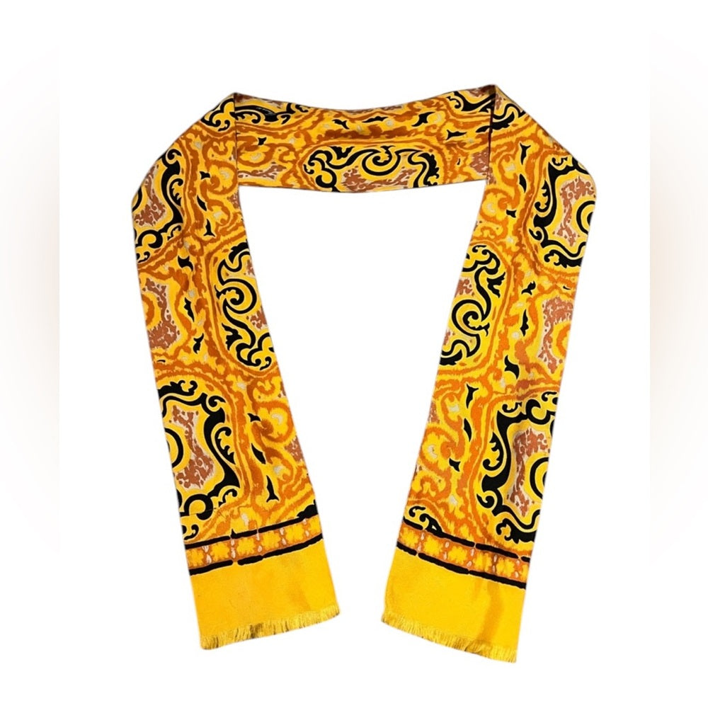 GUCCI 100% silk bow neck scarf yellow/orange