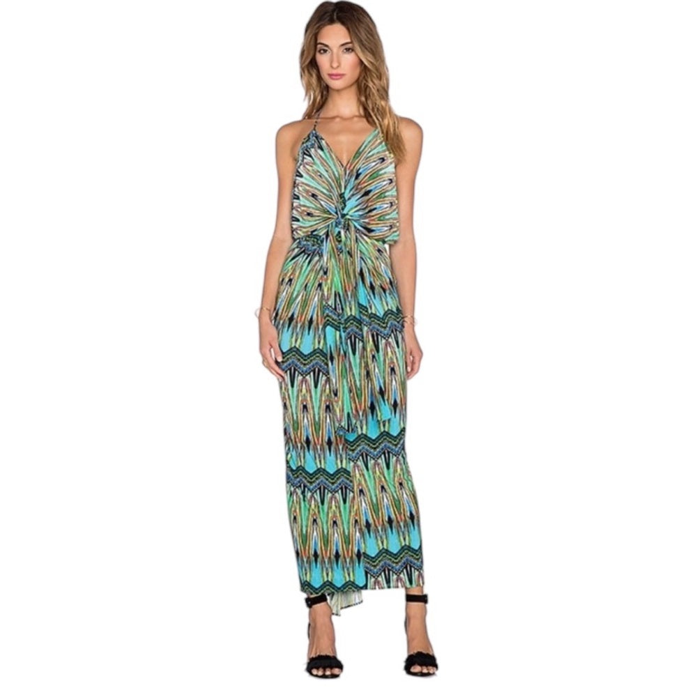 TBAGS LOS ANGELES knot front maxi dress peacock