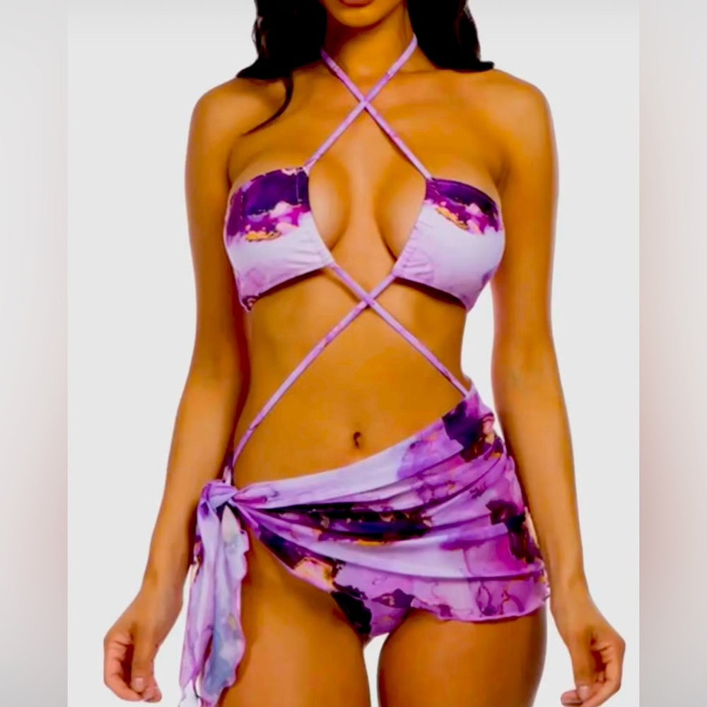 BNWT SWIMWEAR purple marble bikini