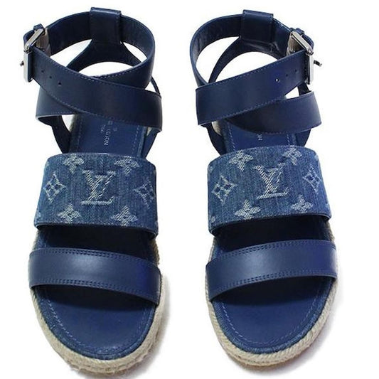 LOUIS VUITTON *new* blue denim espadrille sandal
