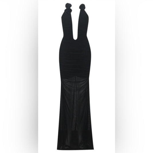 MEW MEWS Ahinoam Strapless Flower Bandage Maxi dress