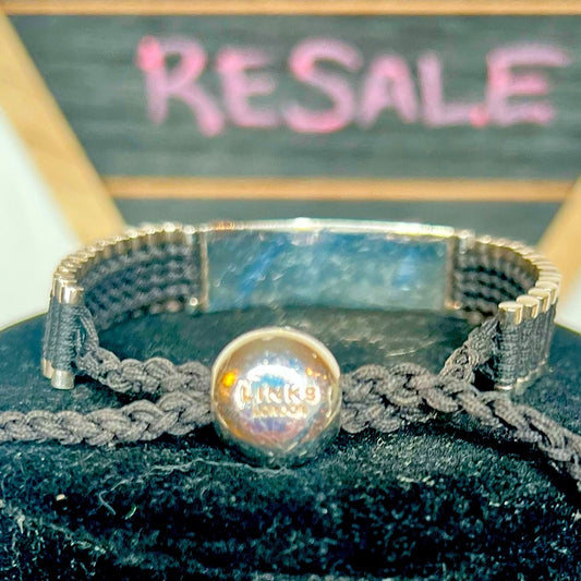 LINKS OF LONDON black/silver friendship bracelet (engraved plate)