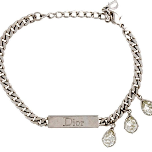 CHRISTIAN DIOR Metal Crystal logo bracelet