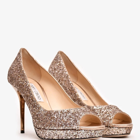 JIMMY CHOO New never worn sparkly rose gold high heels