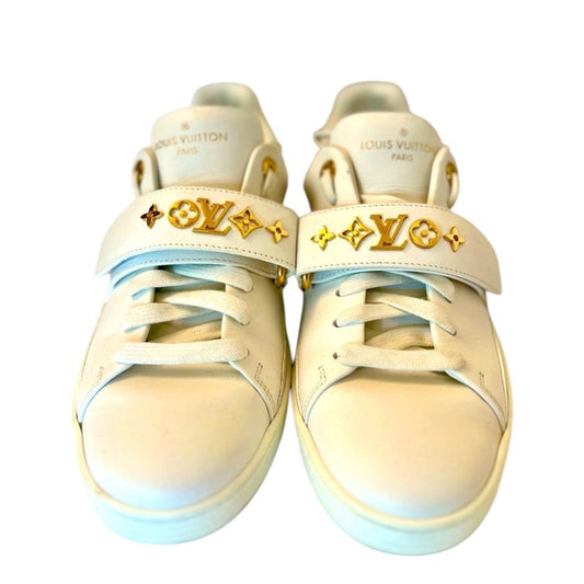 LOUIS VUITTON *REDUCED*White/gold front row sneakers