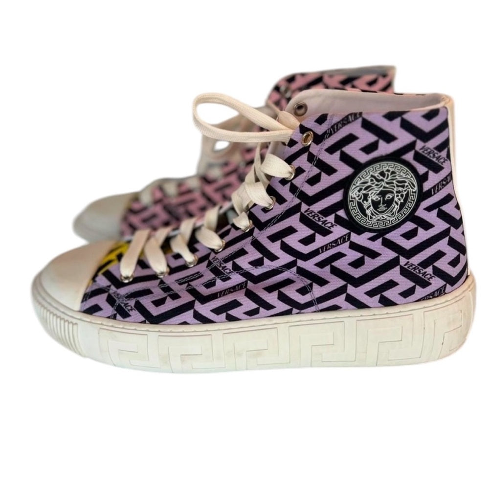 VERSACE la greca menssplit leather high top sneaker