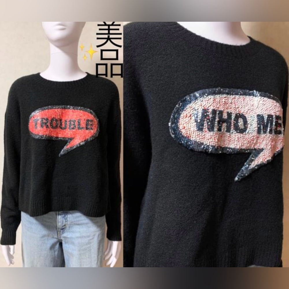 ALICE + OLIVIA Who Me Black sweater