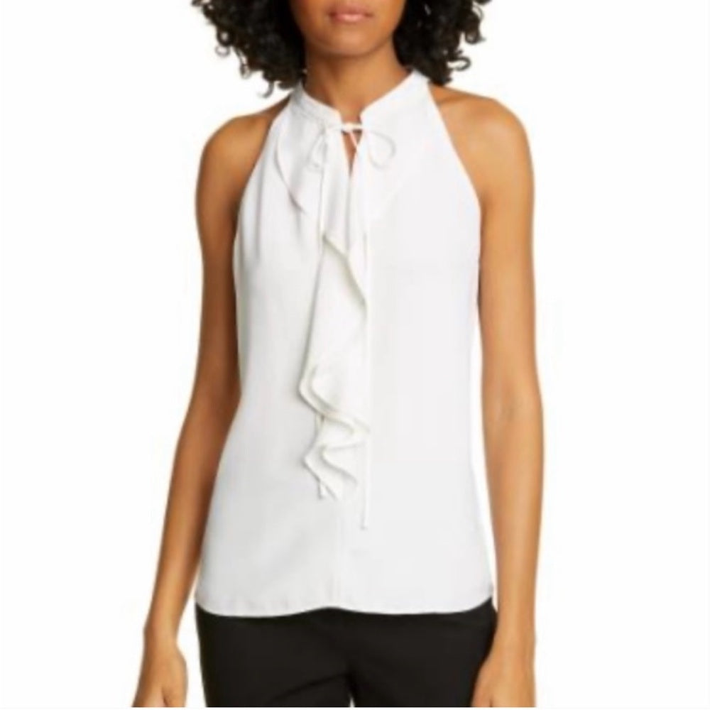 A.L.C. 100% silk ruffle front tie sleeveless blouse