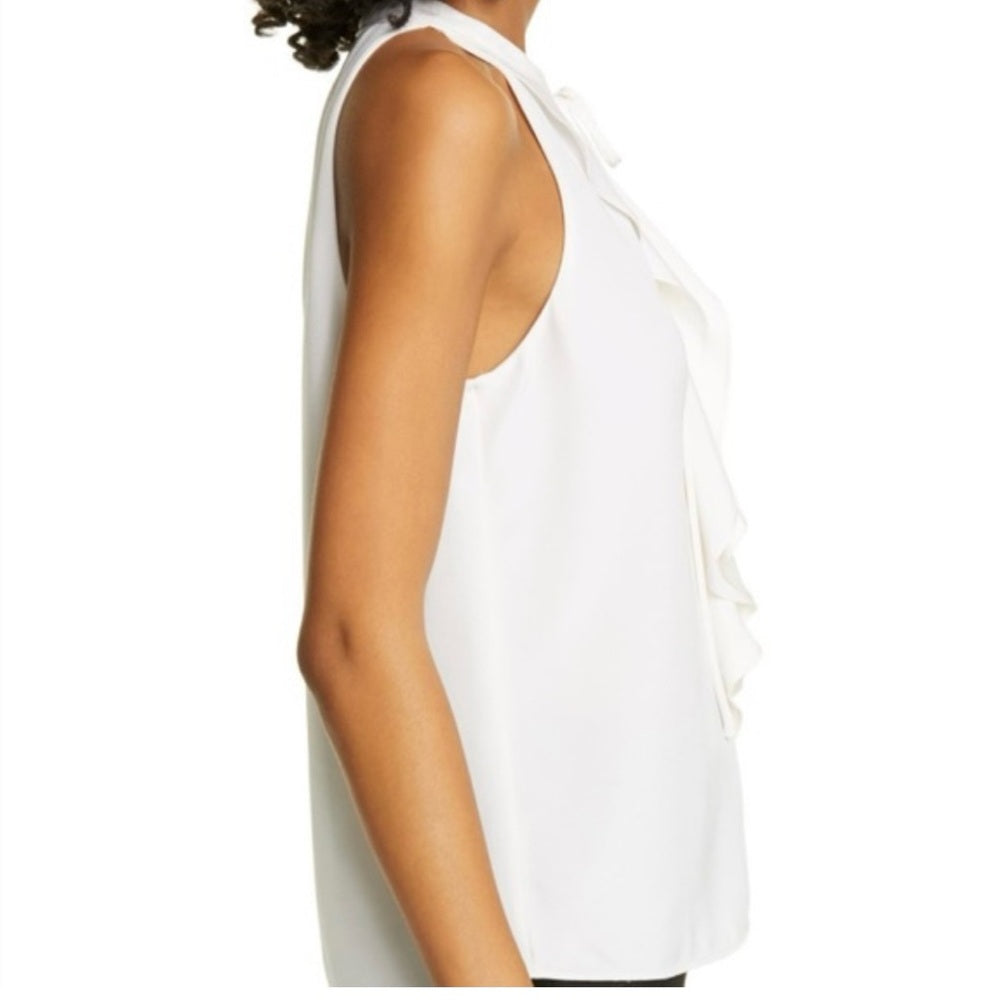 A.L.C. 100% silk ruffle front tie sleeveless blouse