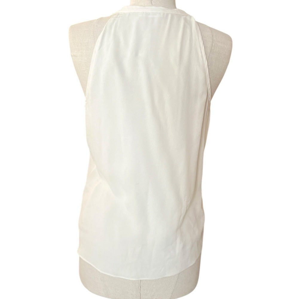 A.L.C. 100% silk ruffle front tie sleeveless blouse