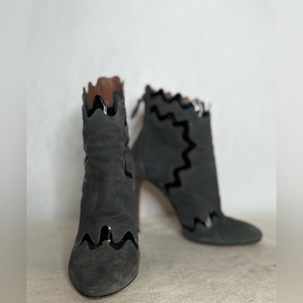 ALAIA grey suede ankle boots