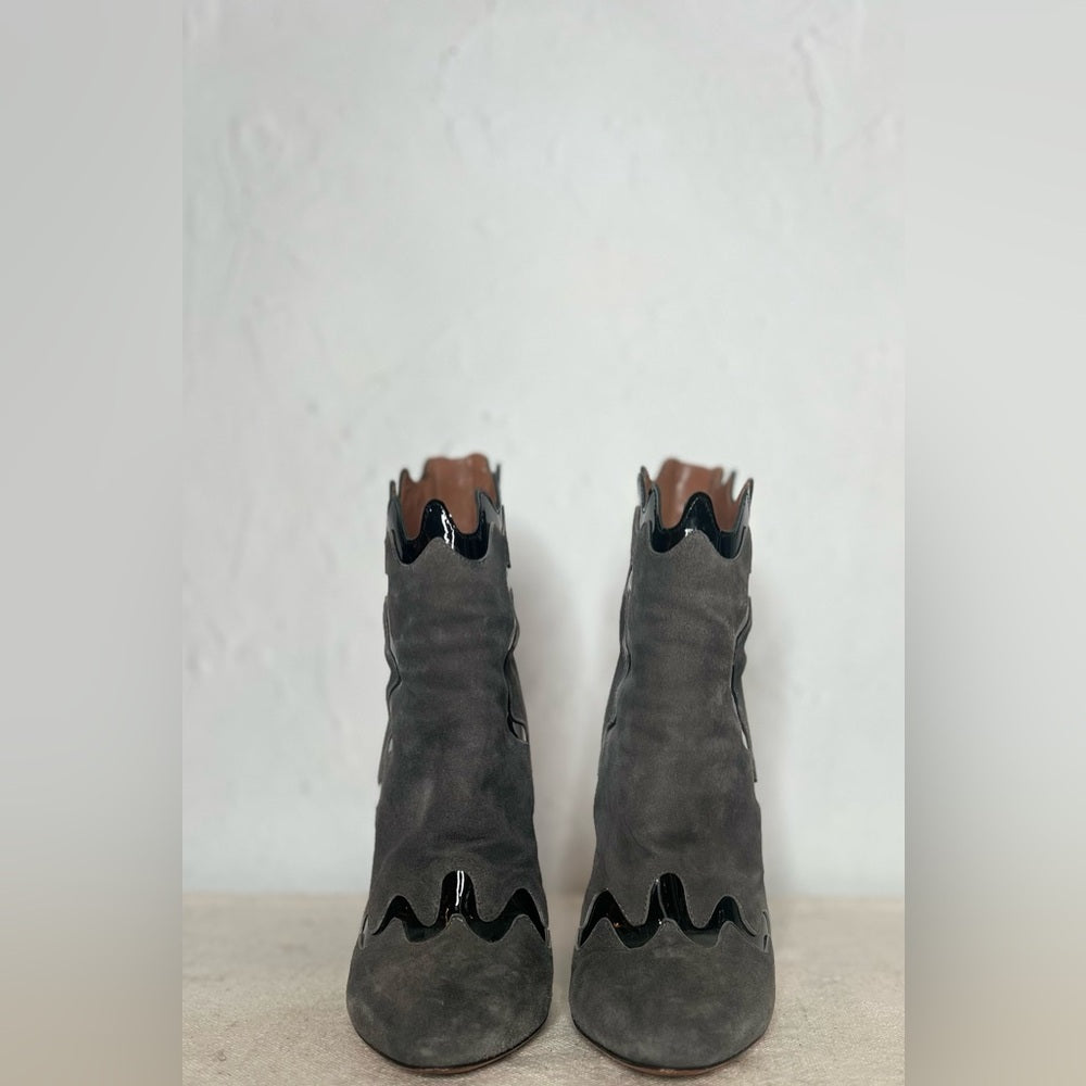 ALAIA grey suede ankle boots